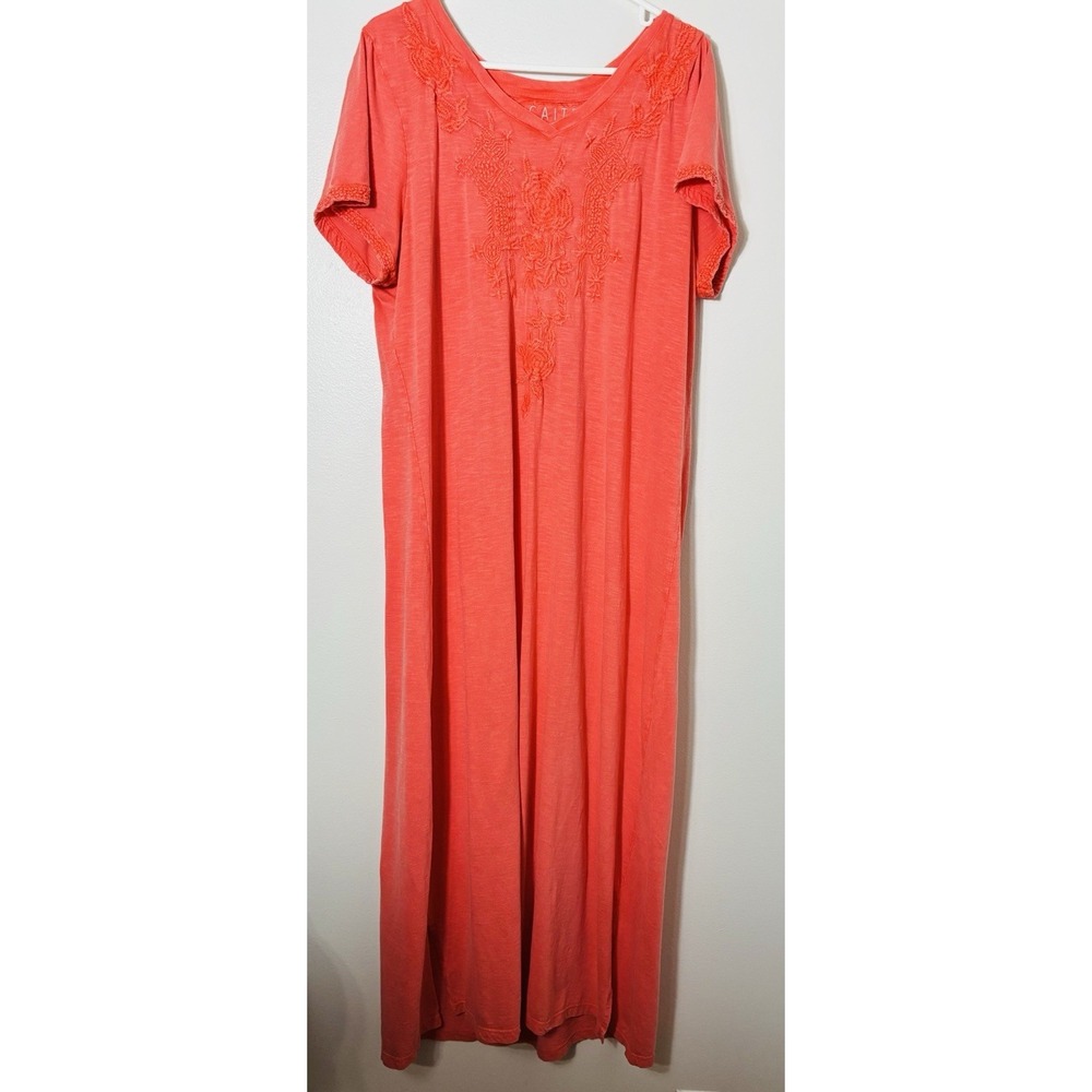 caite Handmade embroidered Maxi Dress 100% Cotton Boho Cottage Coastal XXL